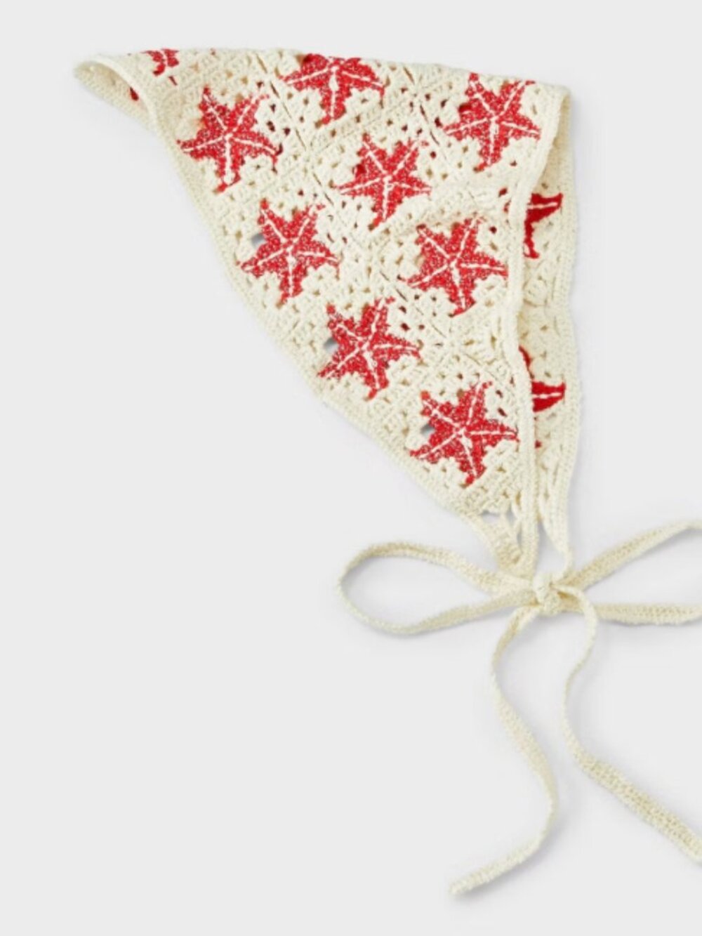 PINK LINEN Sea Star Crochet Headwrap - Red NEW